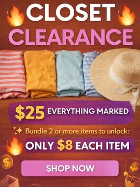 Closet Clearance Summer Hat & Folded Tops Bundle
